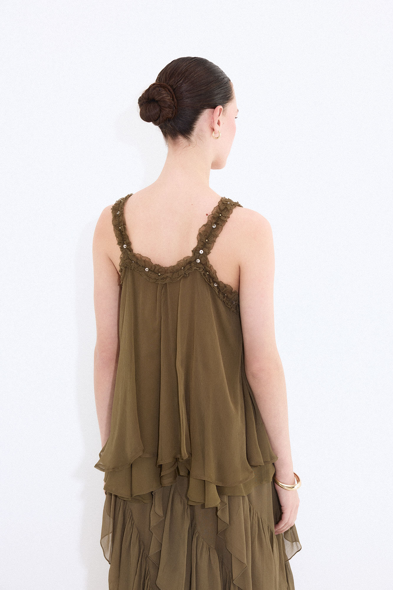 Pedro del Hierro Top tirantes volantes Verde