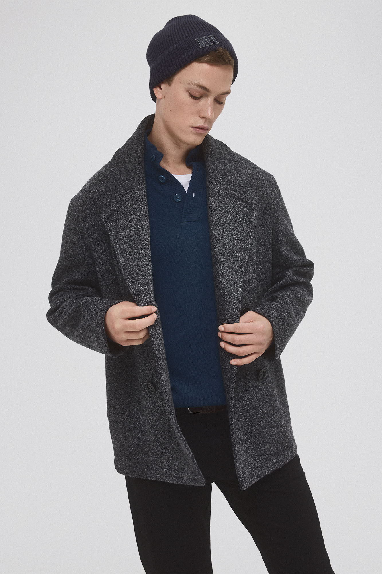Pedro del Hierro Double-breasted donkey jacket Grey