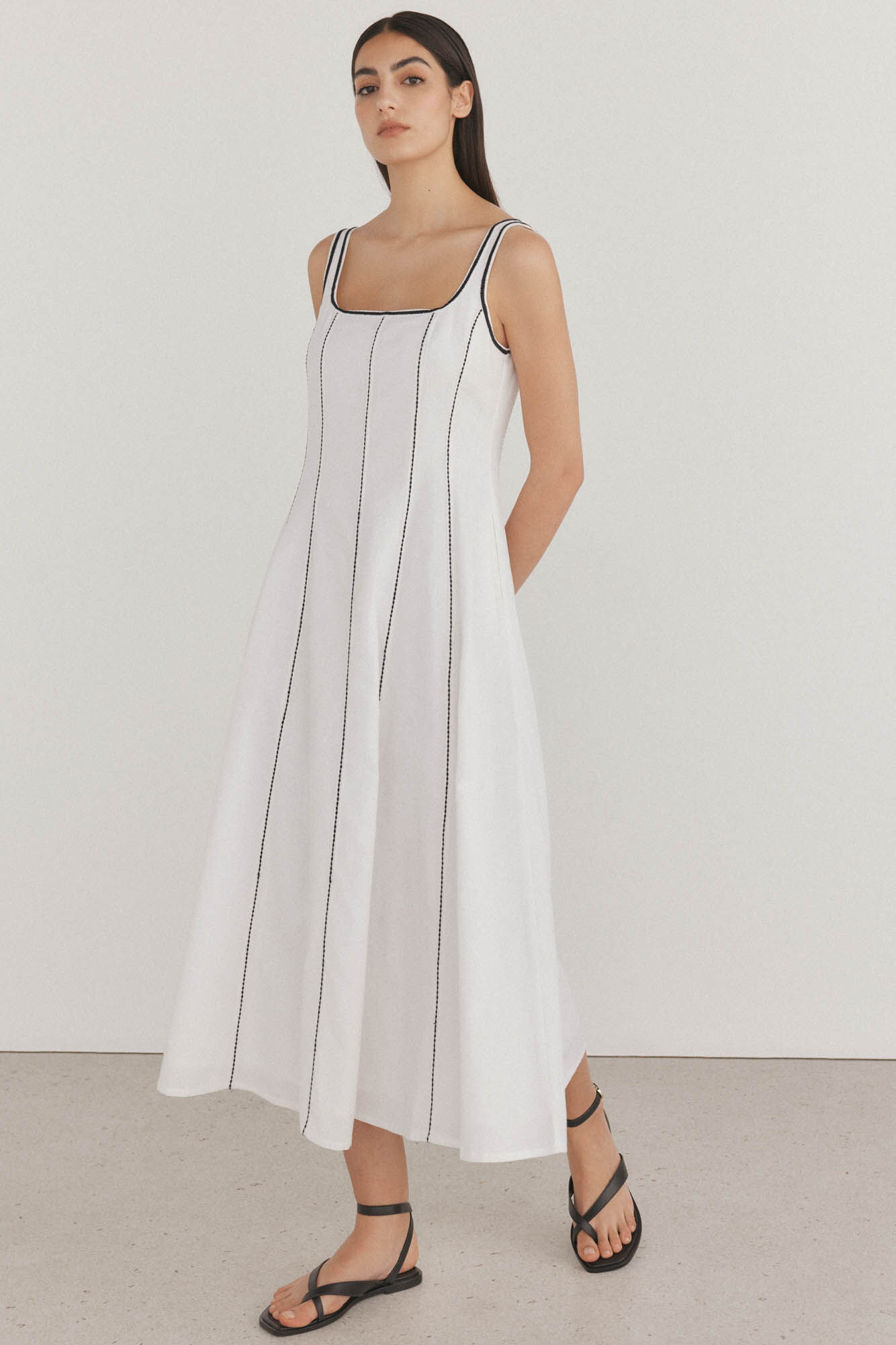 Pedro del Hierro Vestido com corte preto e branco Branco