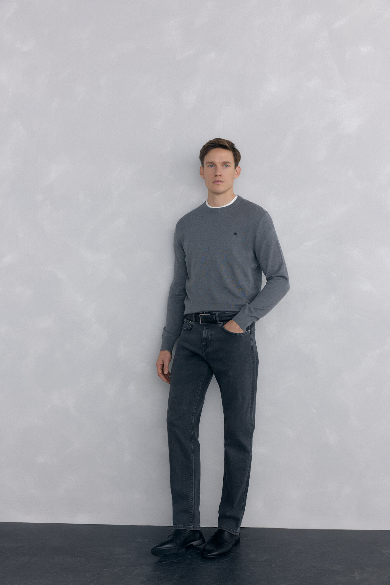 Pedro del Hierro Premium cotton jersey-knit crew neck jumper Grey