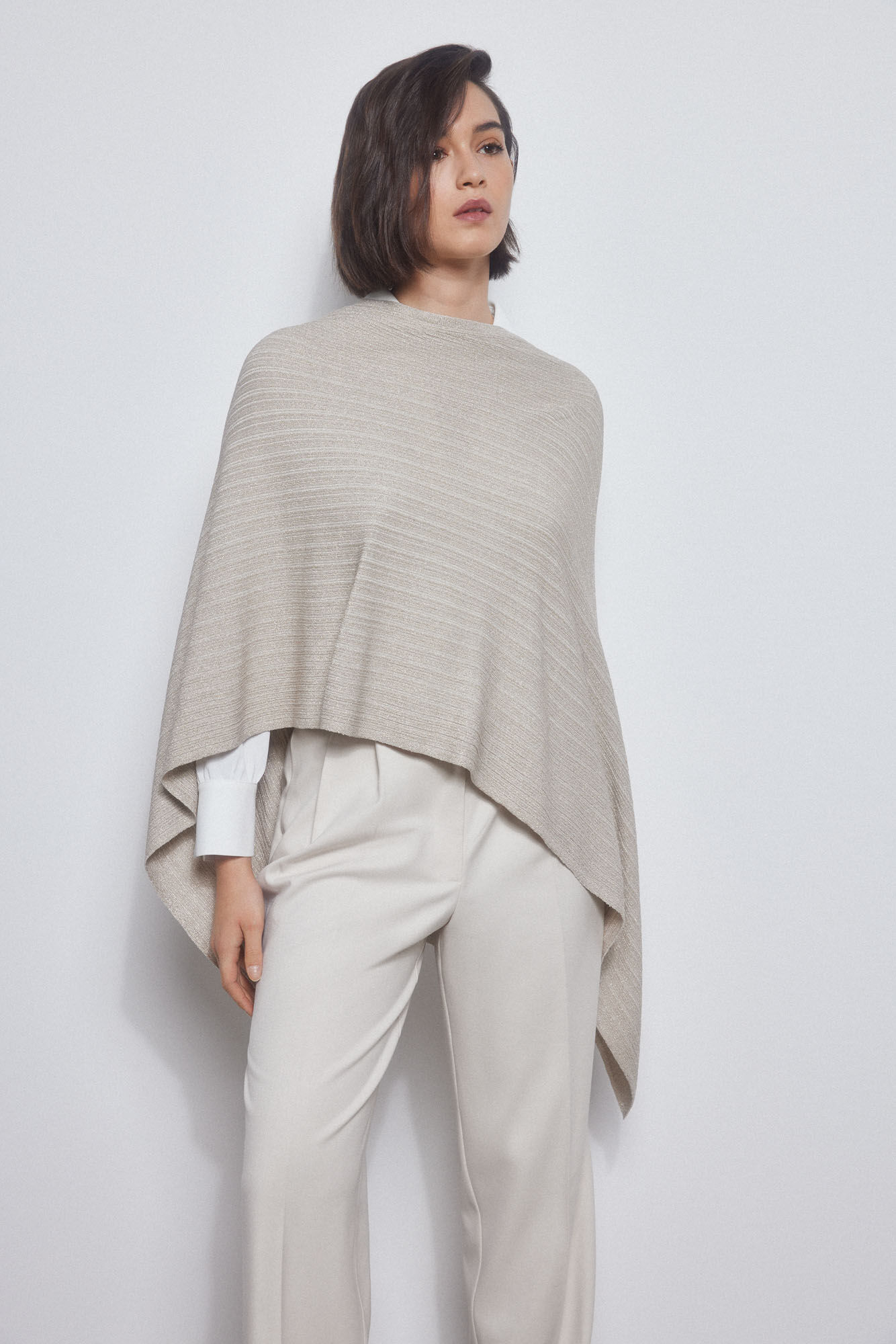 Pedro del Hierro Capa de malha canelada brilho Marrom