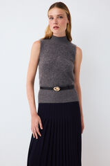 Pedro del Hierro Faux fur knit gilet Grey