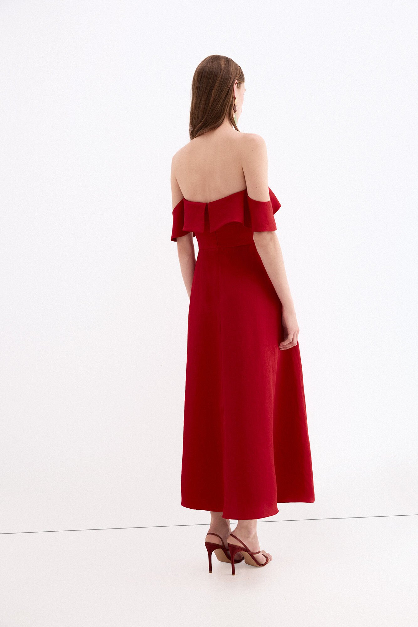 Pedro del Hierro Vestido midi tejido estructura Rojo