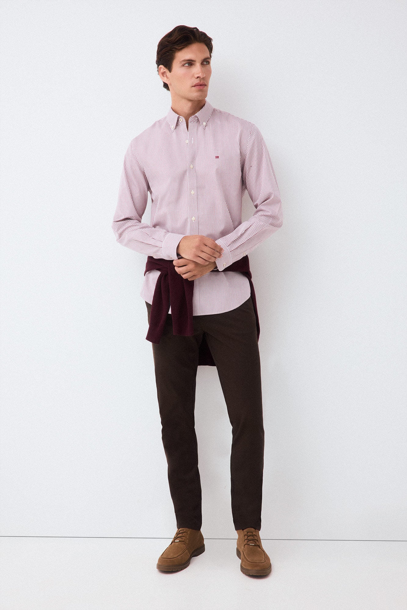 Pedro del Hierro Plaid shirt Burgundy