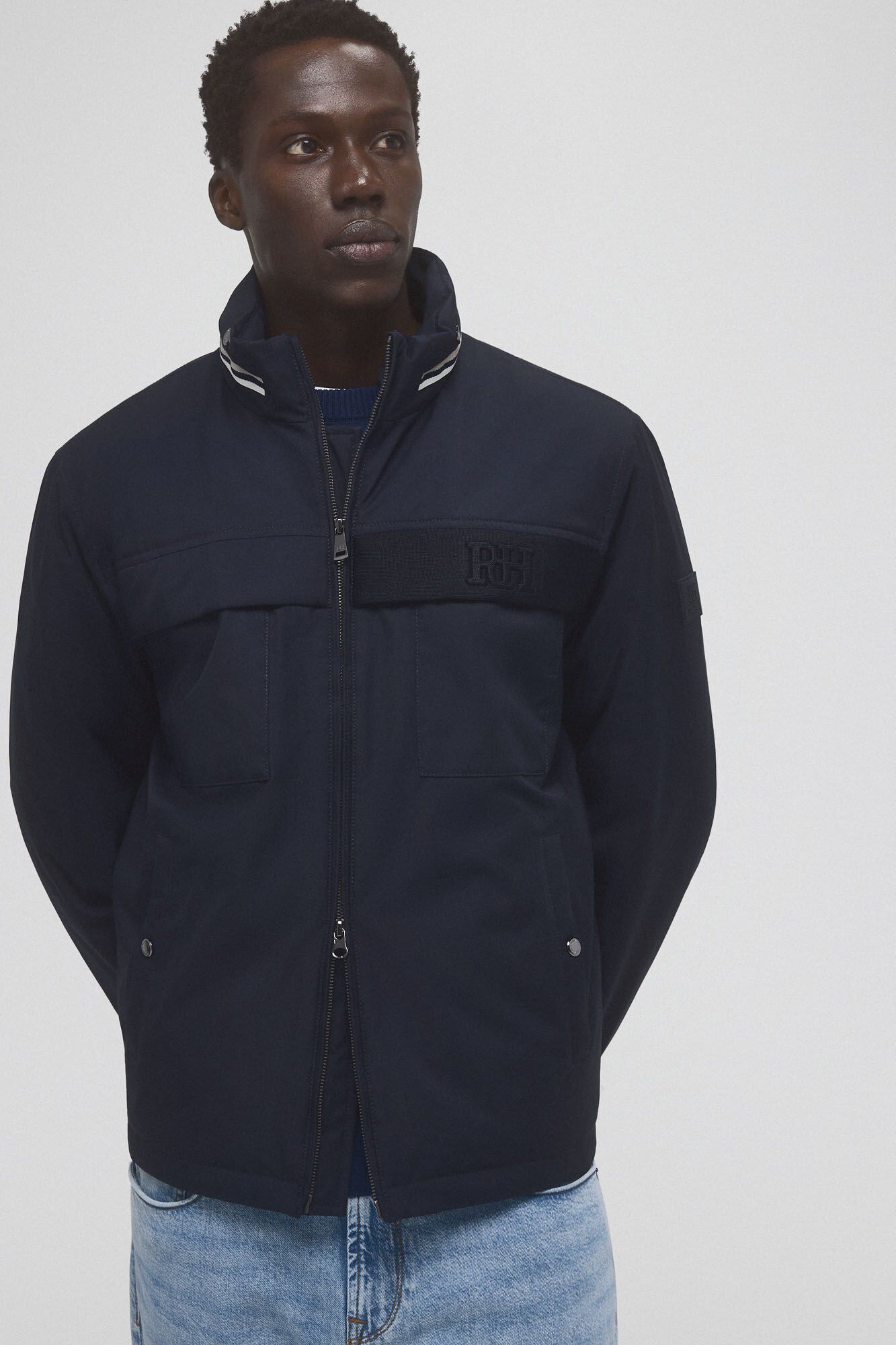 Pedro del Hierro Jacket with detachable hood Blue