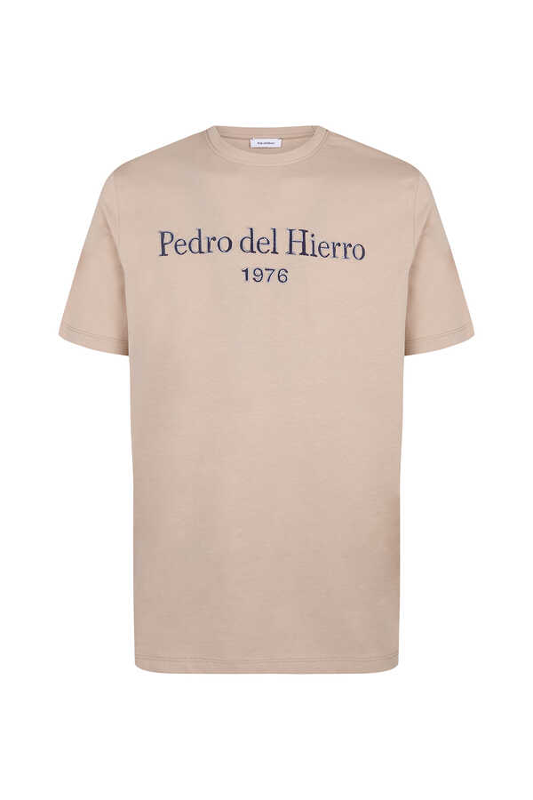 Pedro del Hierro Embroidered logo T-shirt Beige
