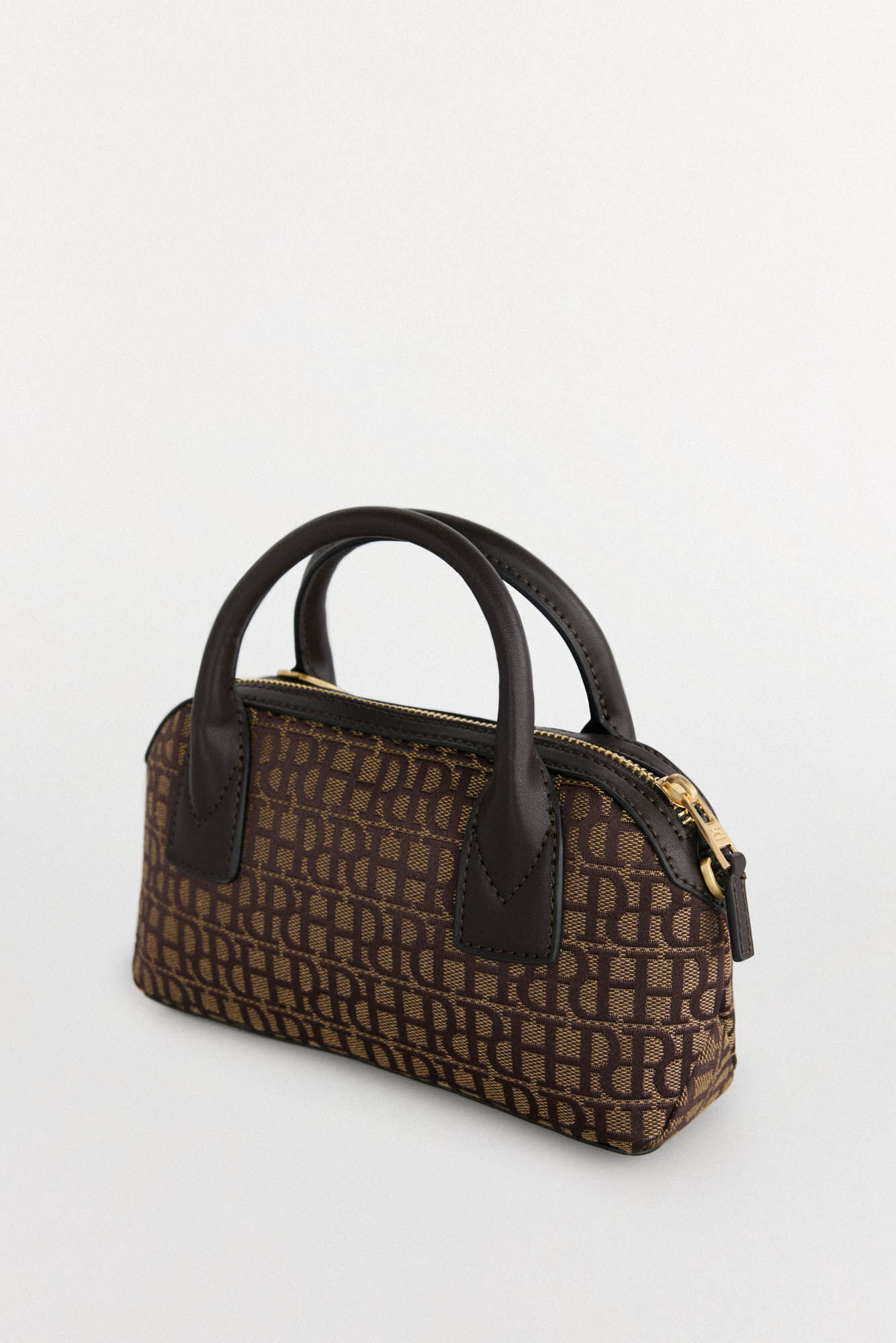 Pedro del Hierro Bolso bowling jacquard mini Marr&oacute;n