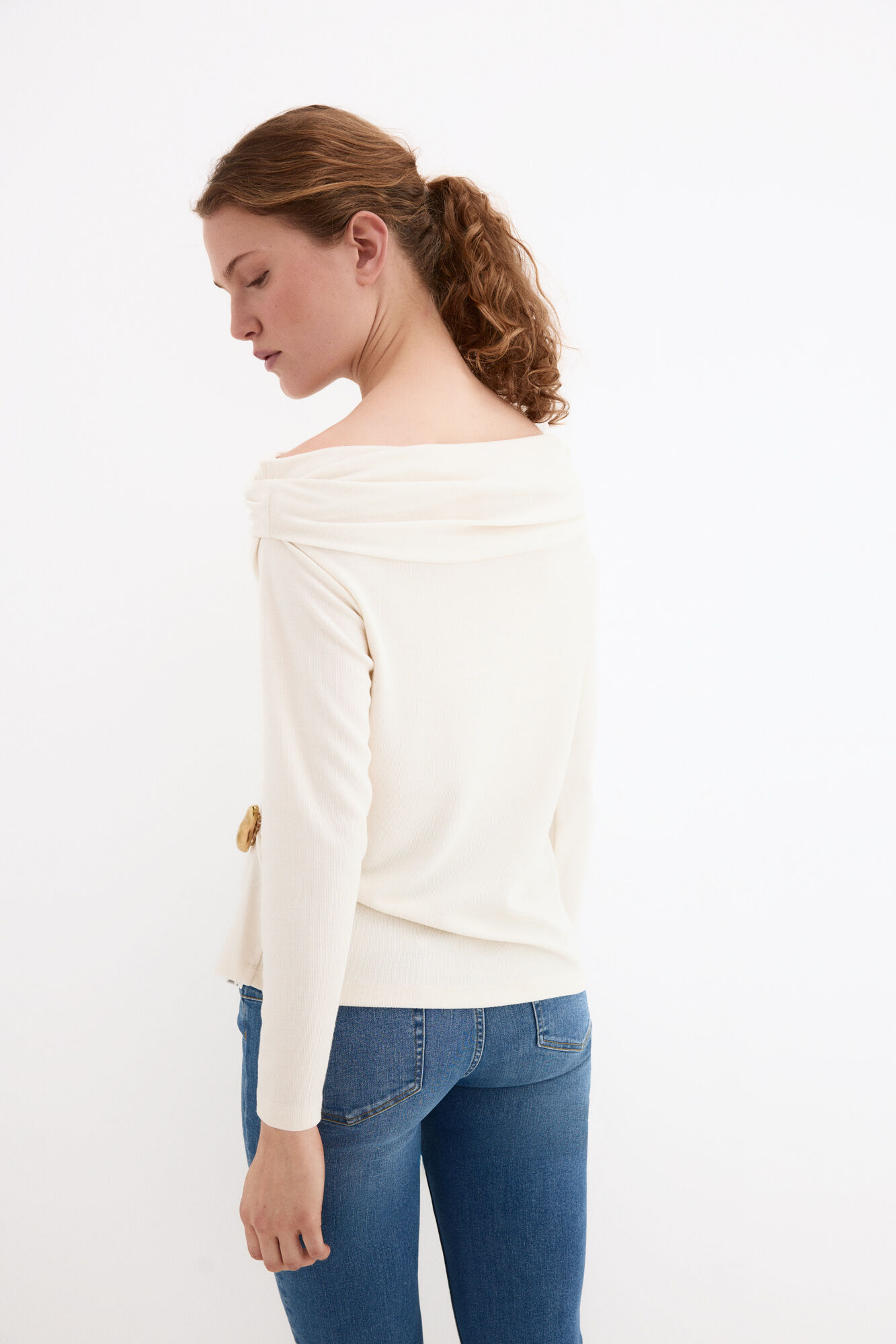 Pedro del Hierro Ruched panel top Ecru