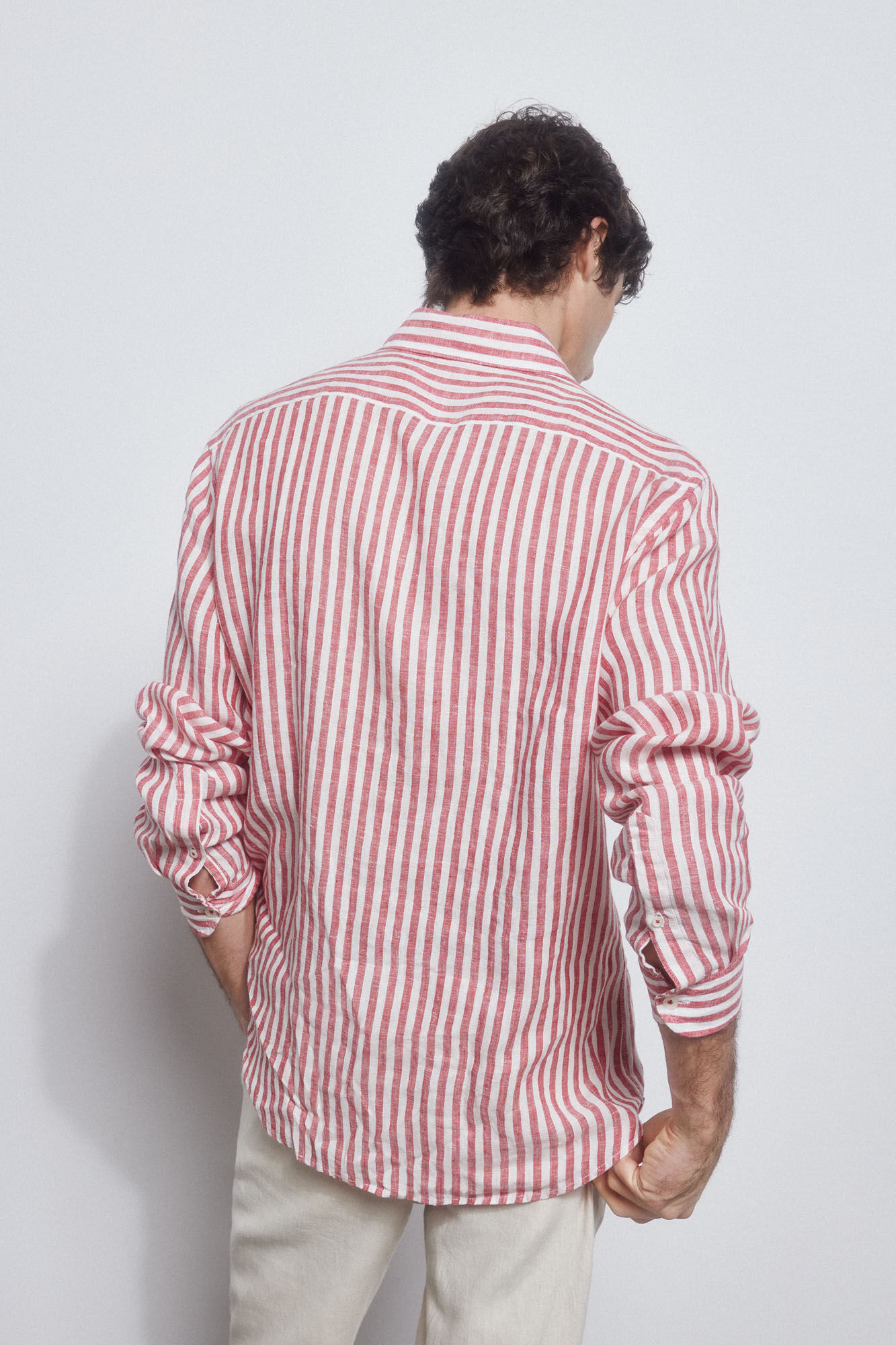 Pedro del Hierro Striped linen shirt Red