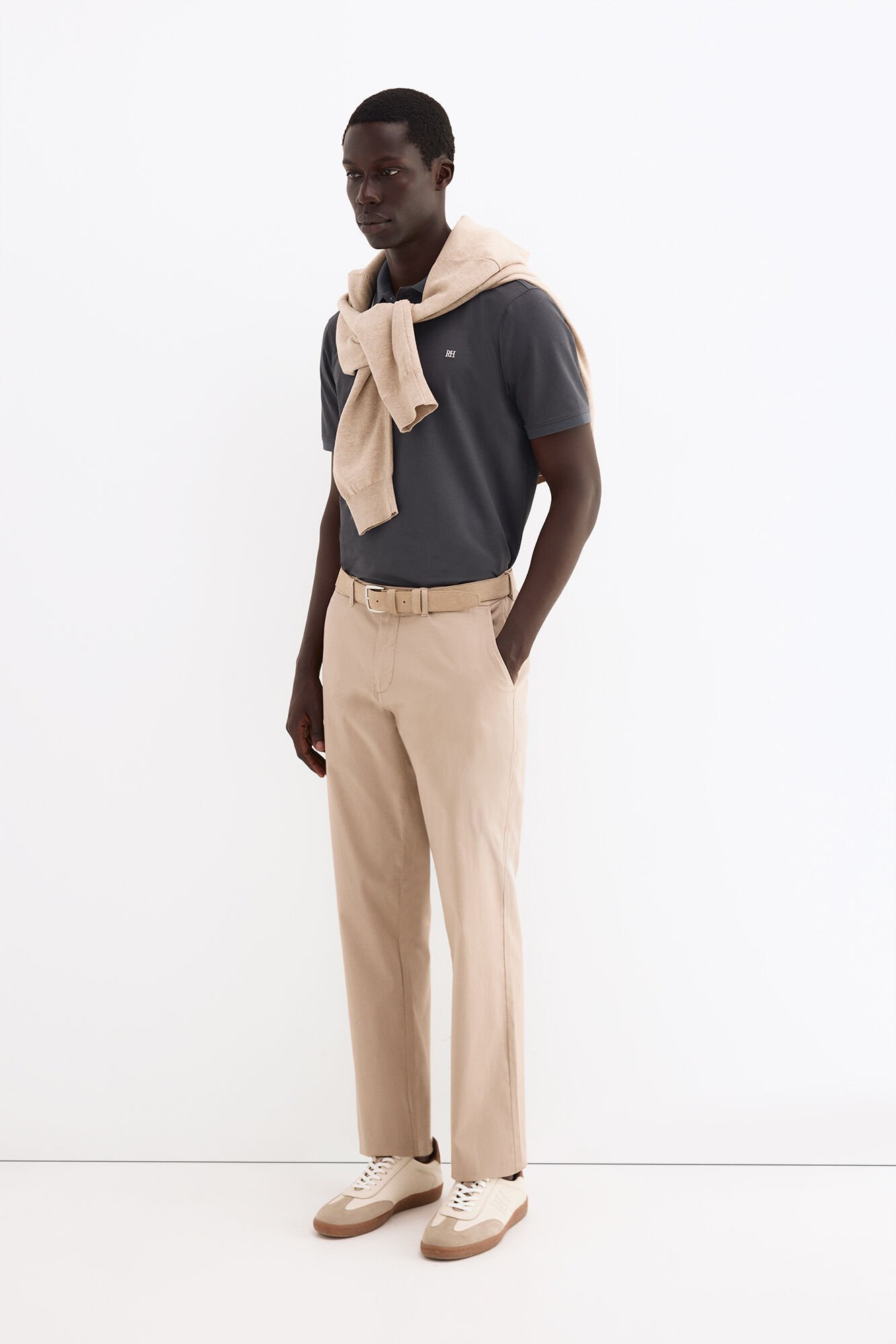 Pedro del Hierro Regular fit textured chinos Beige