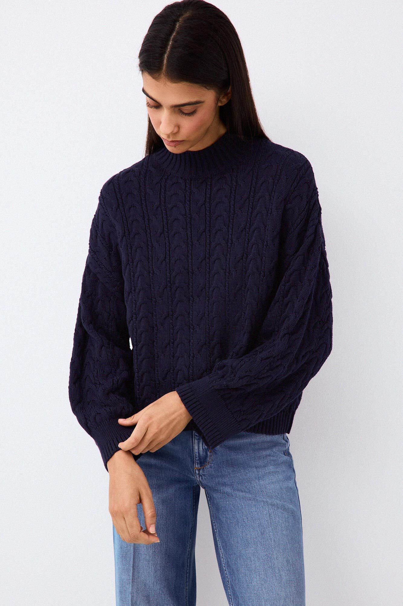 Pedro del Hierro Spanish cotton cross-knit loose jumper