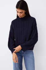Pedro del Hierro Spanish cotton cross-knit loose jumper Blue