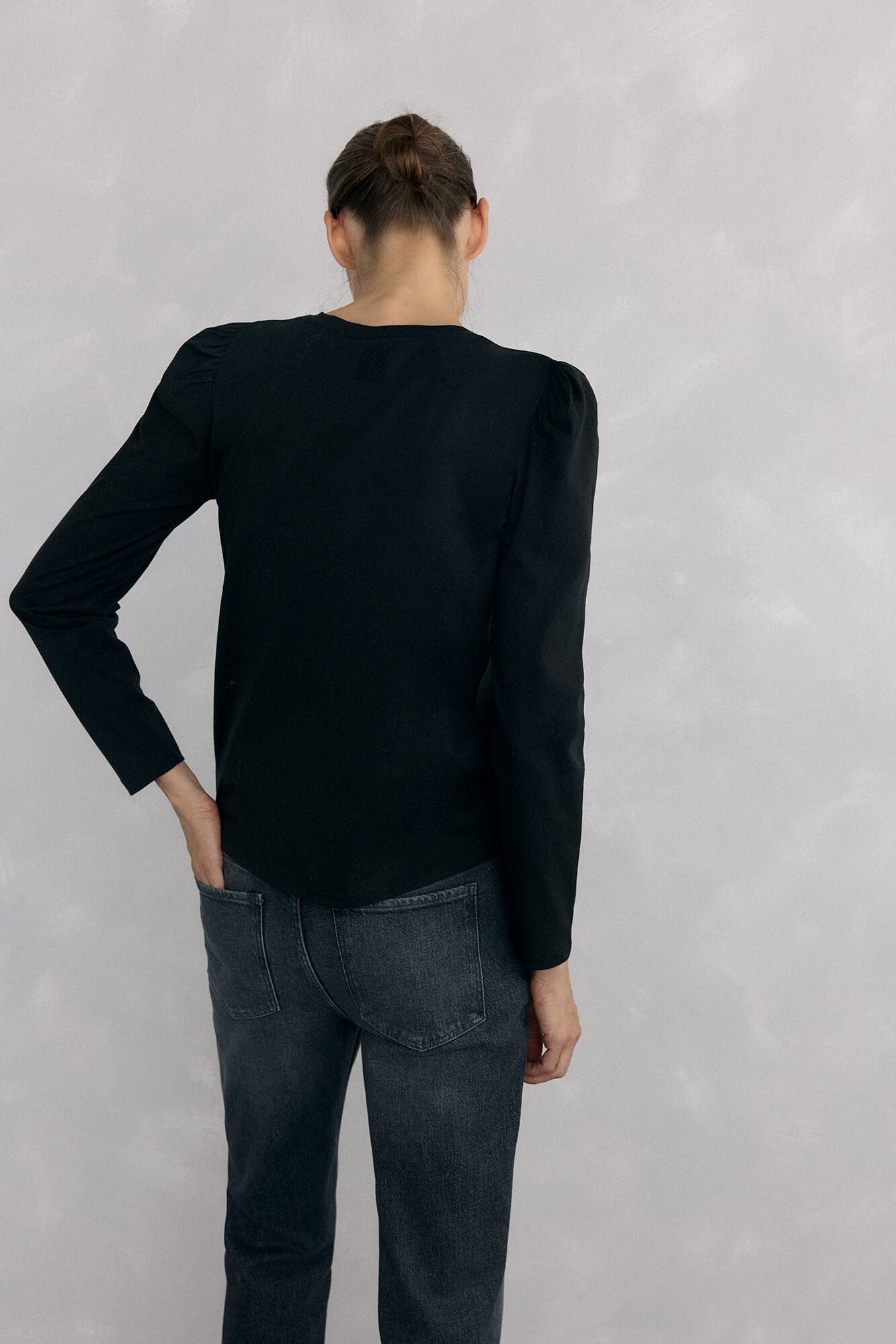 Pedro del Hierro Camiseta b&aacute;sica frunce Black