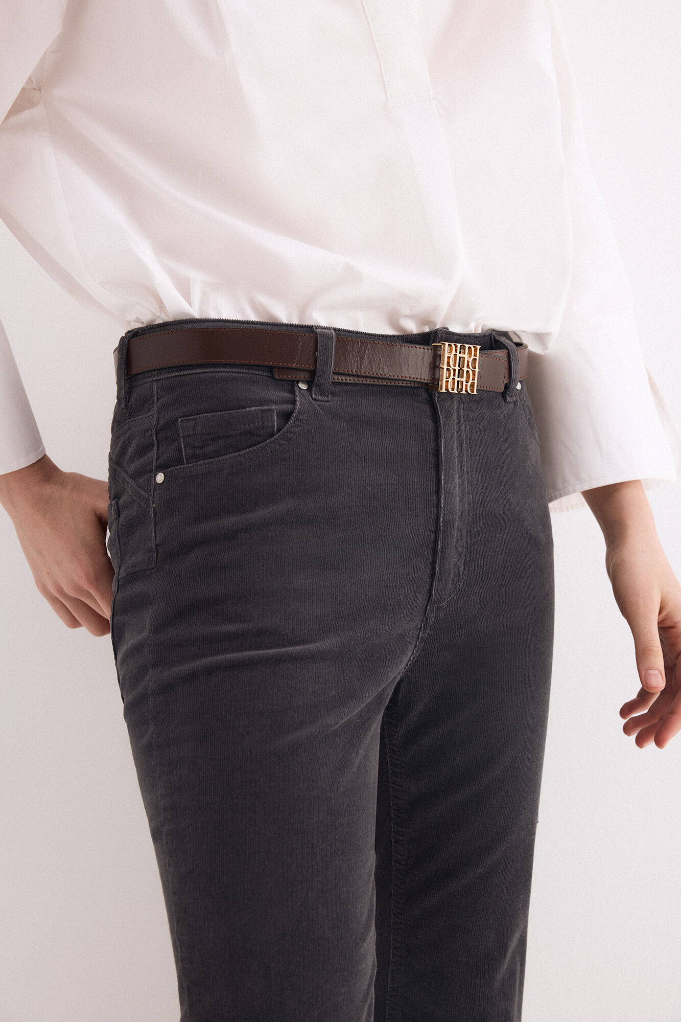 Pedro del Hierro Cal&ccedil;as push-up de veludo Cizento