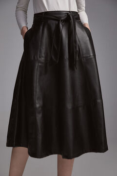 Pedro del Hierro Faux leather midi skirt Black
