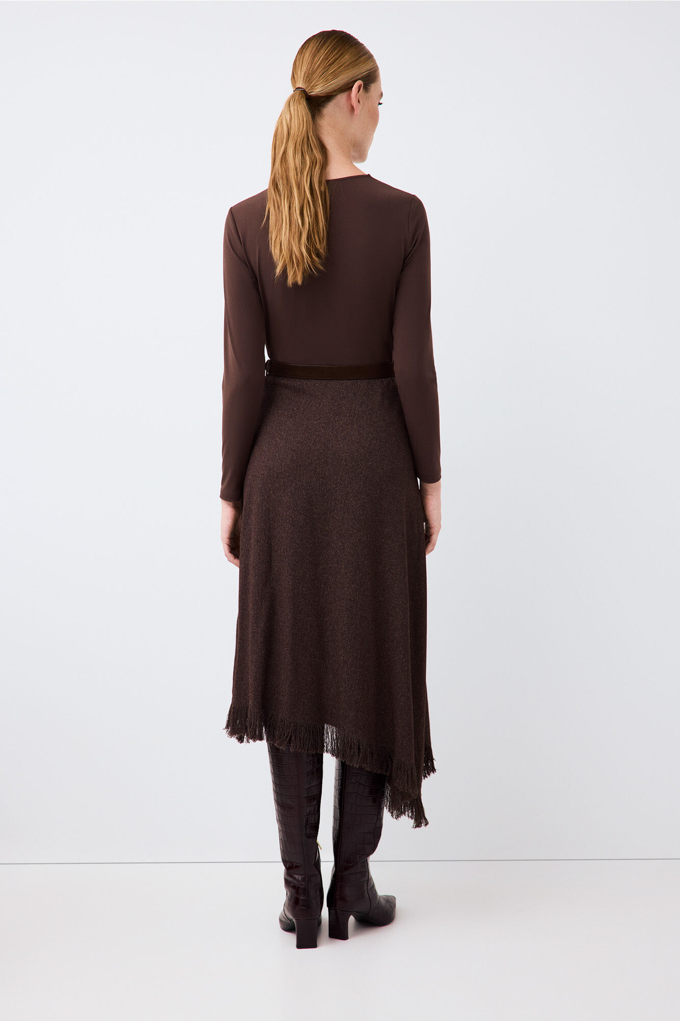 Pedro del Hierro Long sleeve combination dress Brown