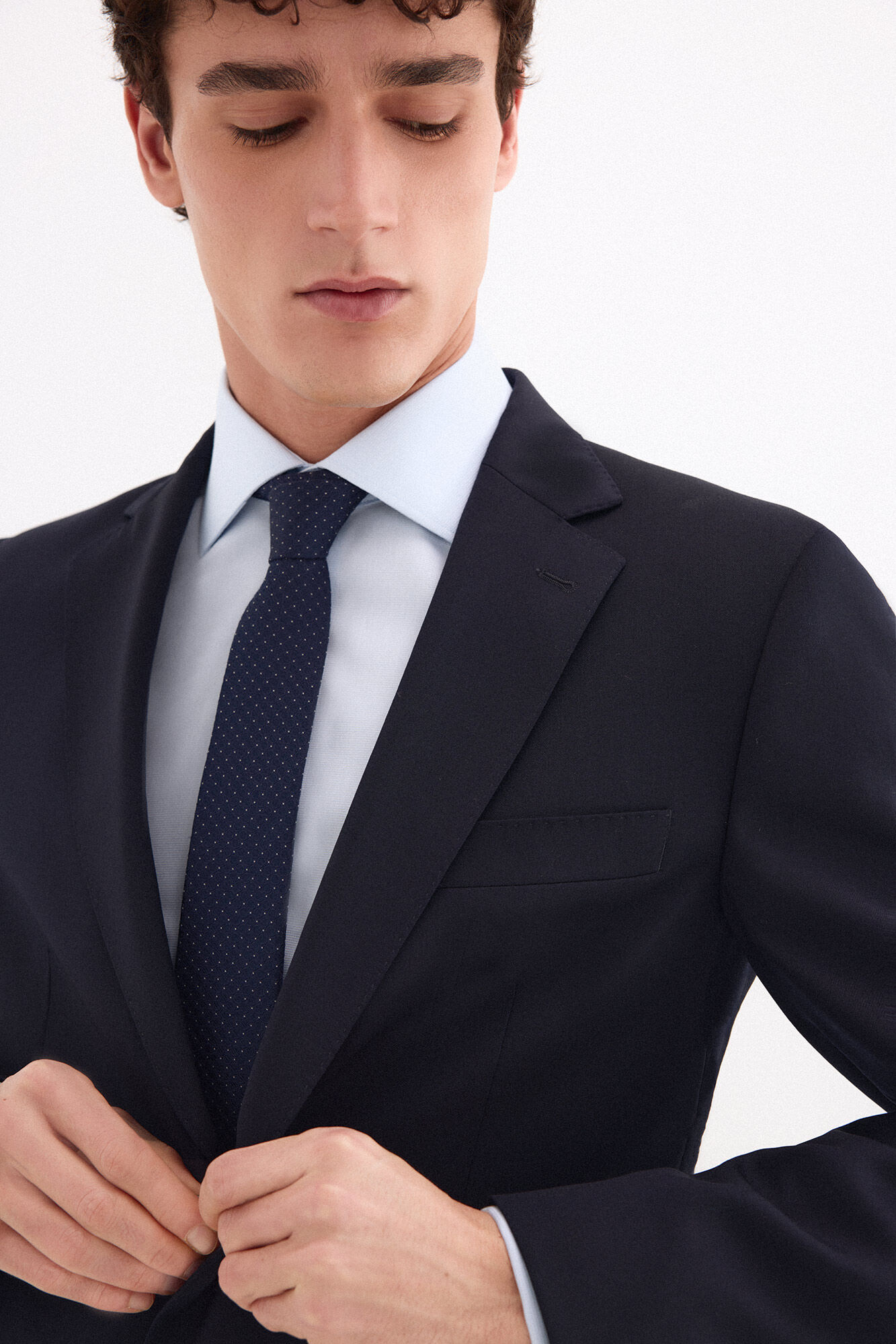 Pedro del Hierro Plain bi-stretch tailored blazer Blue