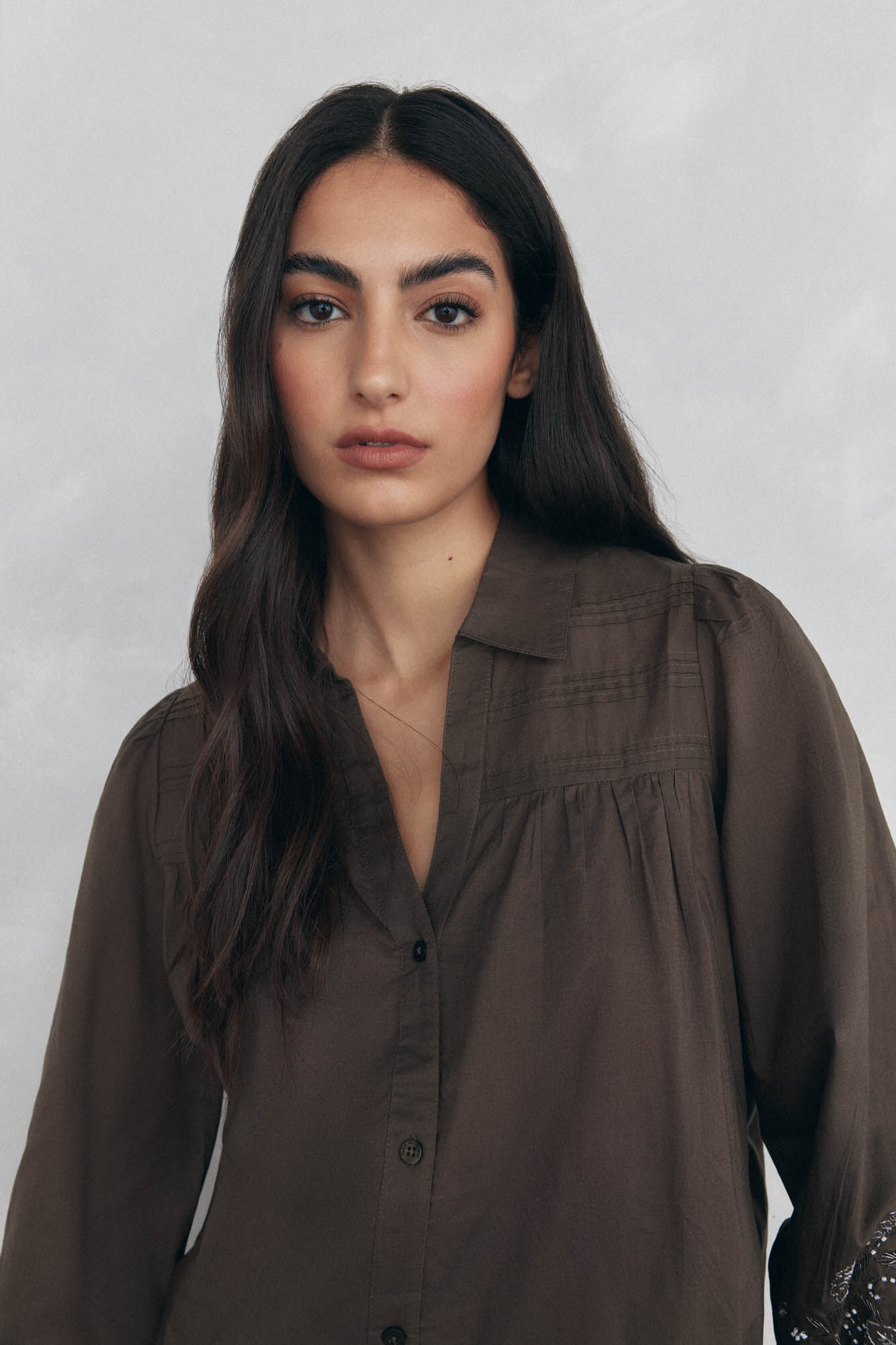 Pedro del Hierro Plain wide embroidered blouse