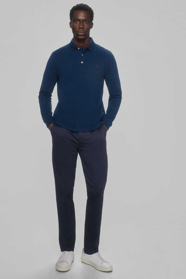 Pedro del Hierro Essential long-sleeved polo shirt Blue