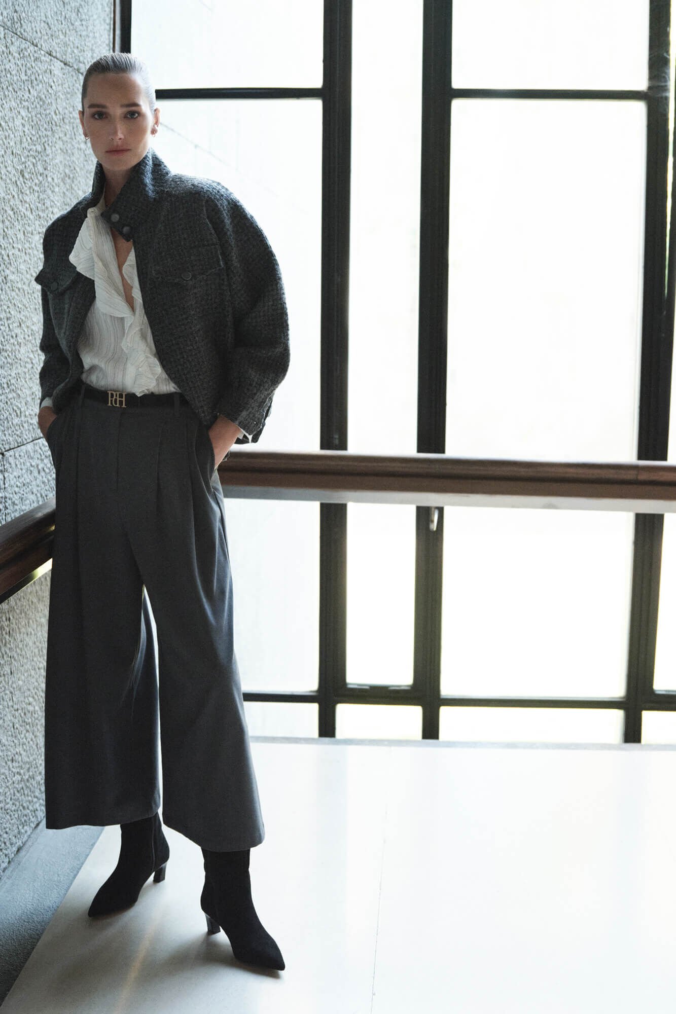 Pedro del Hierro Gray zip fastening -up jacket