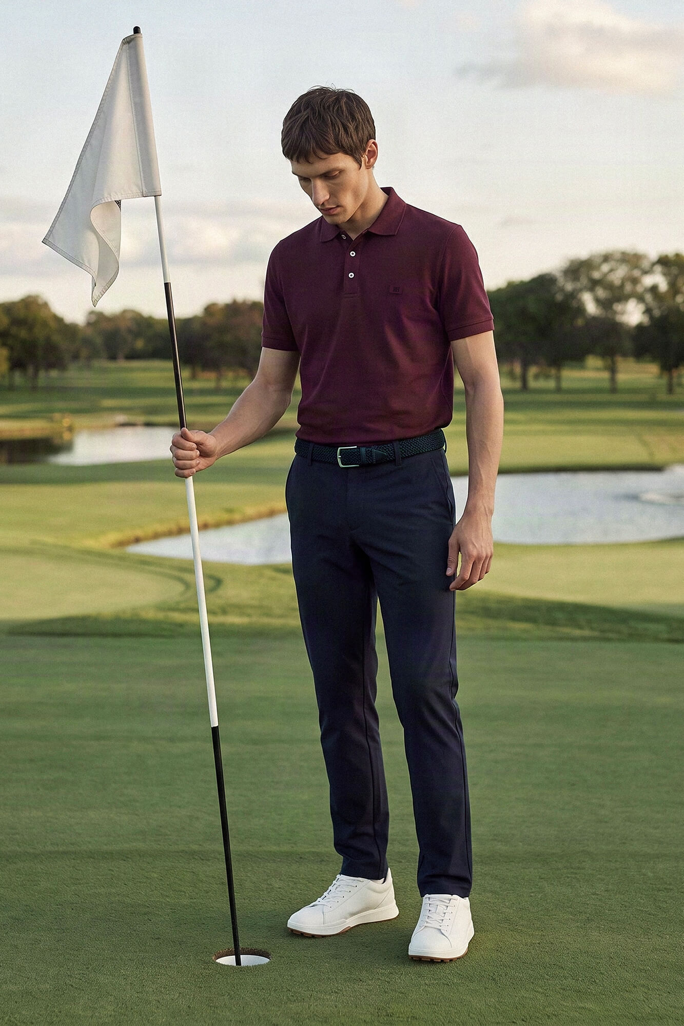 Pedro del Hierro Plain jacquard collar polo shirt
