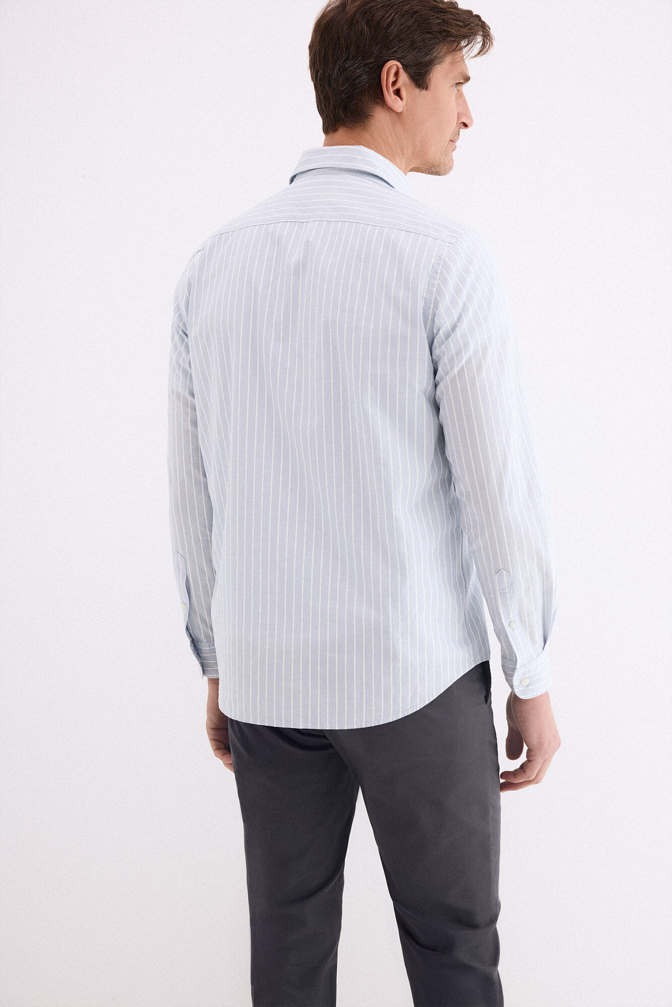 Pedro del Hierro Poplin textured striped shirt Blue