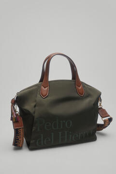 Pedro del Hierro Bolso mini shopper de nylon y piel Verde