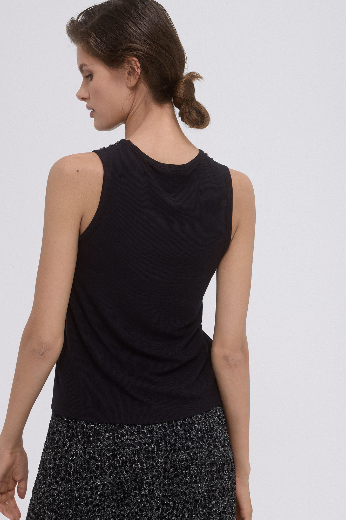 Pedro del Hierro Camiseta tirantes piedras Negro