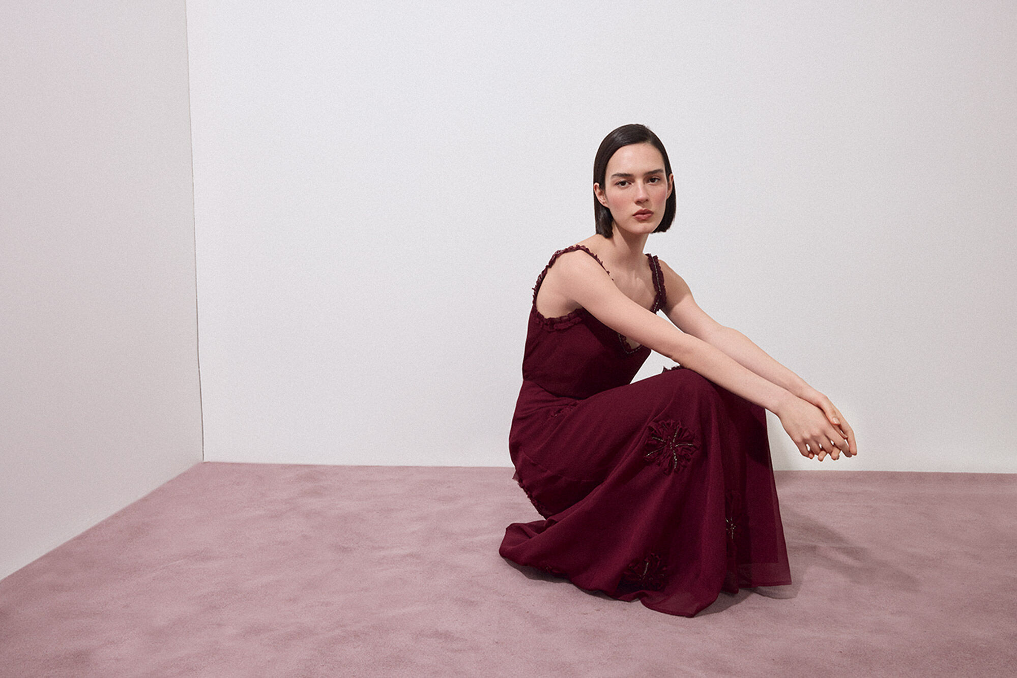 Pedro del Hierro Chiffon cape and top Burgundy