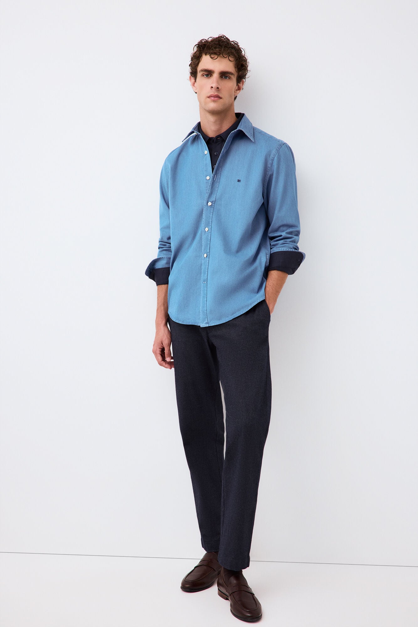 Pedro del Hierro Denim Italian fabric shirt Blue