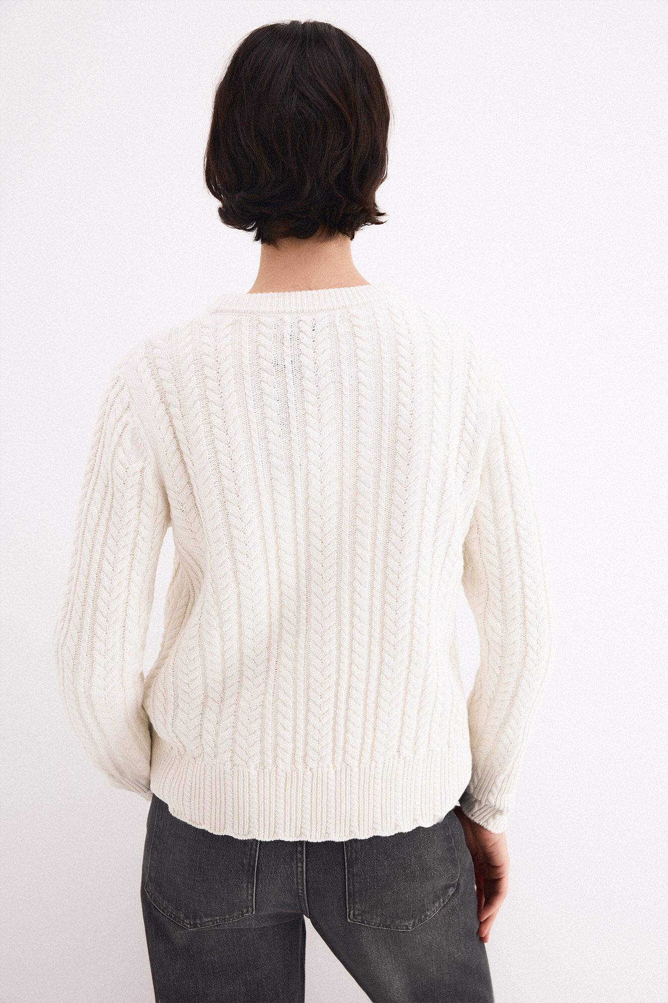 Pedro del Hierro Cross-knit cropped jumper Ecru