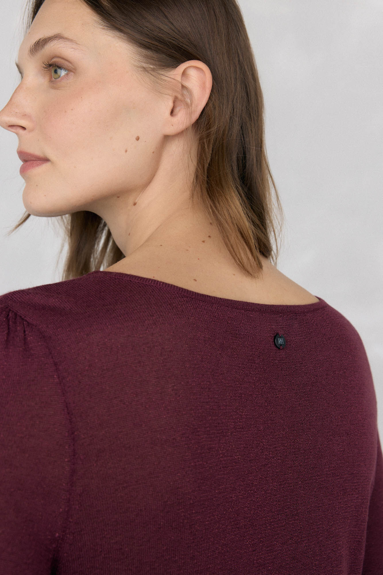 Pedro del Hierro Jersey brilhante com babados Bordeaux