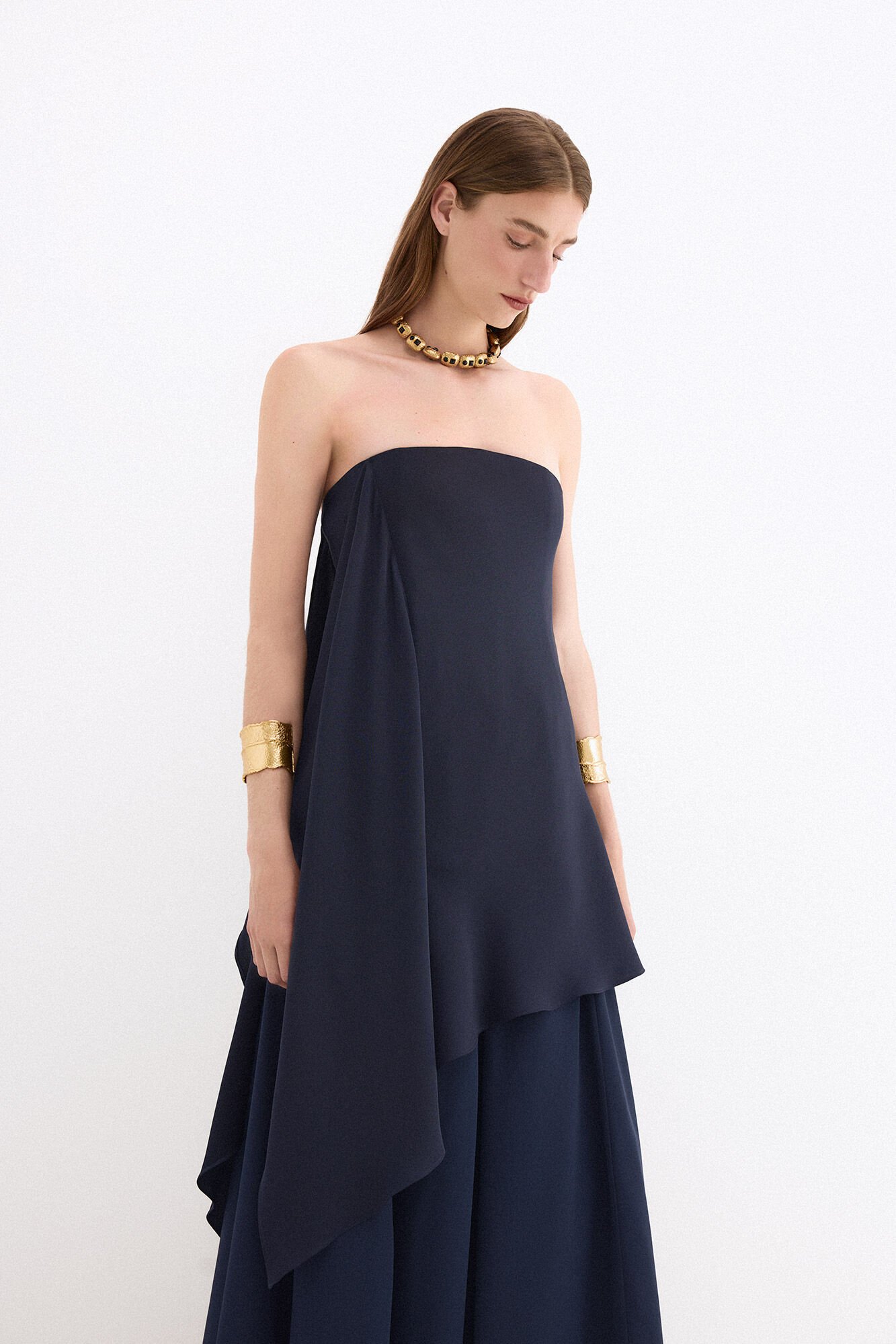Pedro del Hierro Strapless long dress Blue