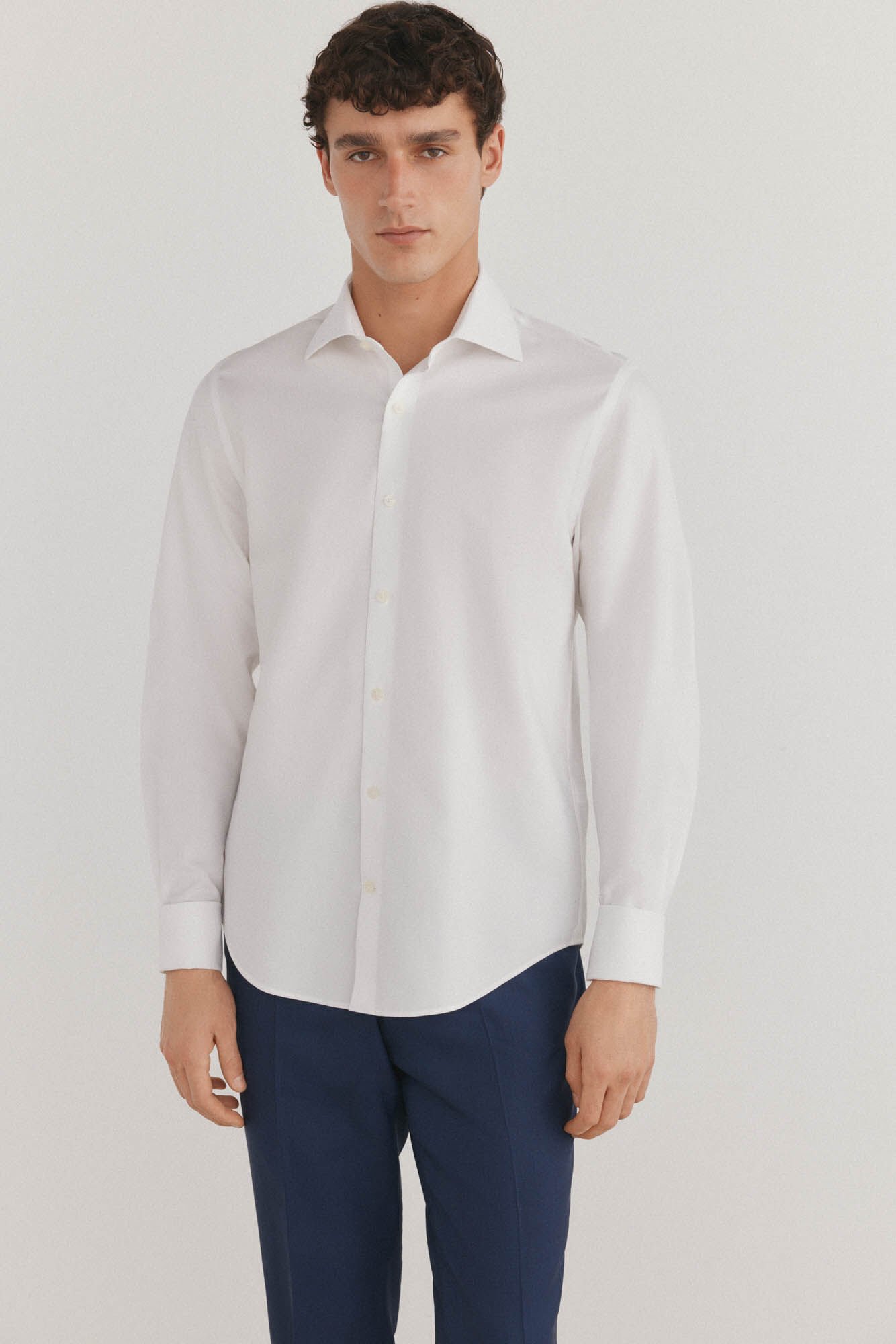 Pedro del Hierro Plain non-iron + stain-resistant cufflinks shirt White