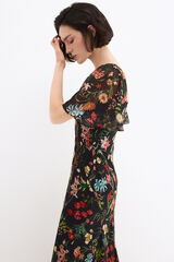 Pedro del Hierro Long printed dress with slits Blue