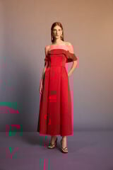Pedro del Hierro Vestido midi em tecido com estrutura Vermelho