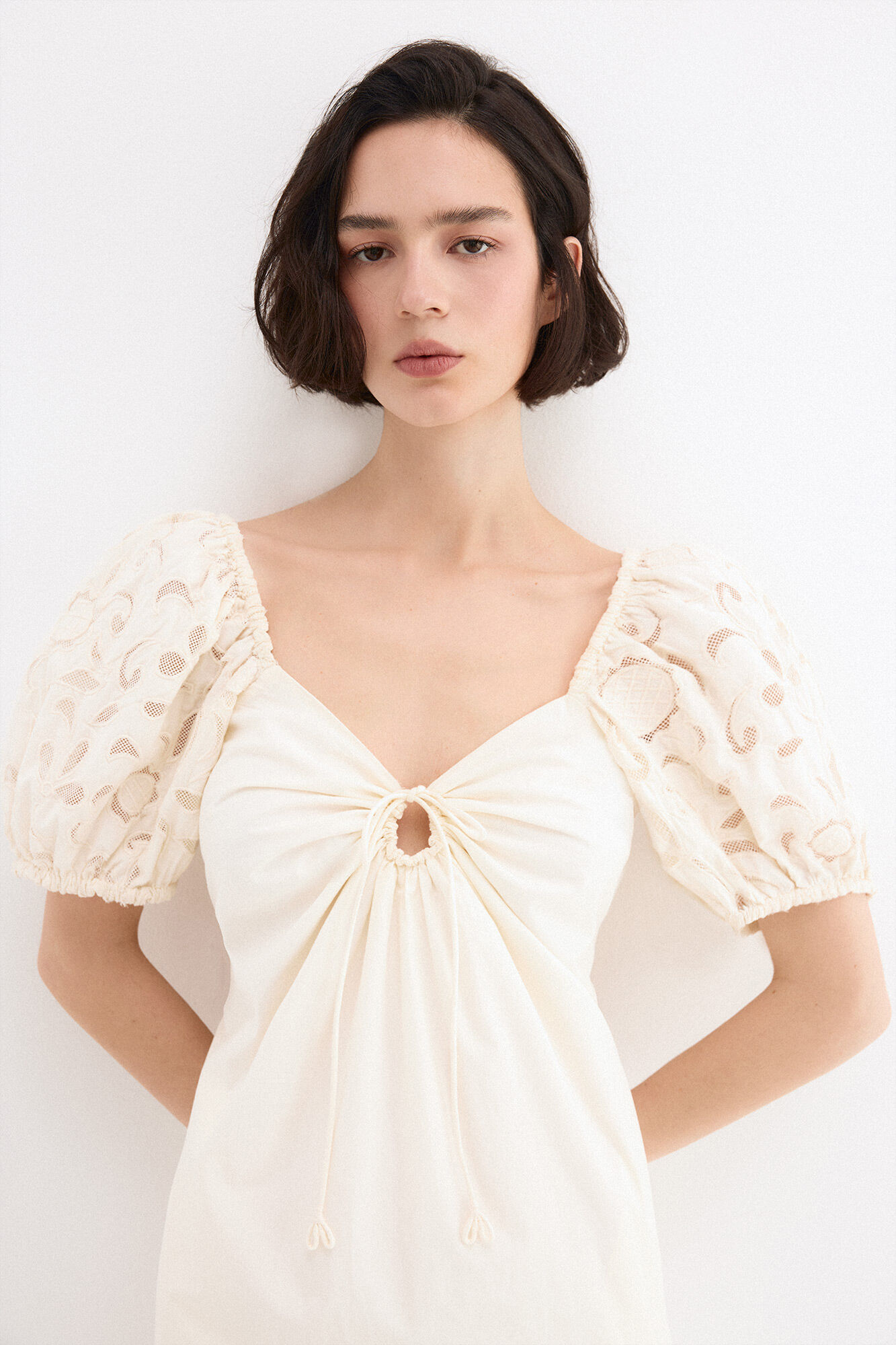 Pedro del Hierro Embroidered sleeve midi dress