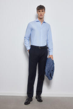 Pedro del Hierro Camisa vestir lisa non iron + antimanchas Azul