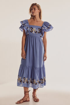 Pedro del Hierro Long embroidered dress Blue