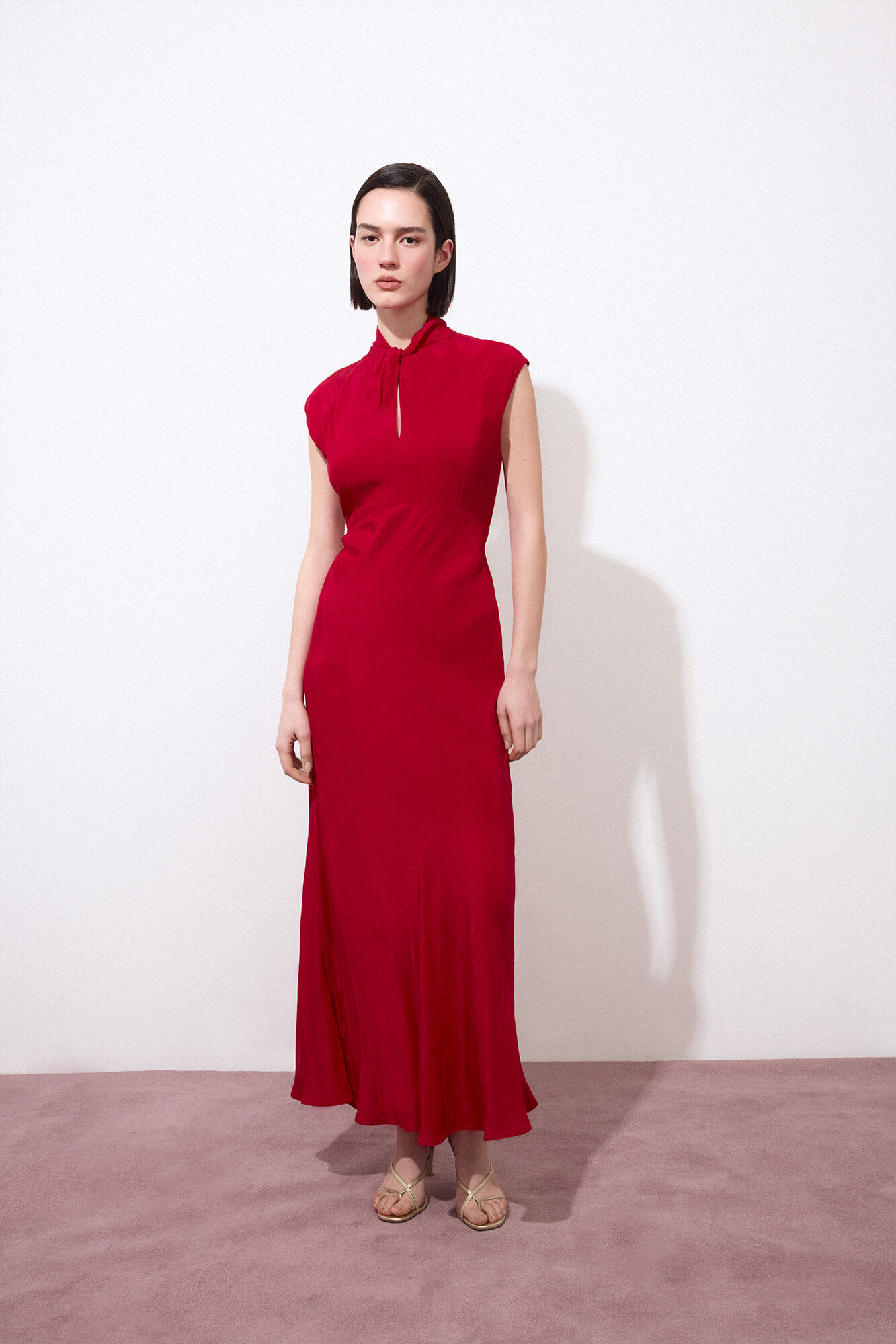 Pedro del Hierro Knot detail neckline midi dress Red