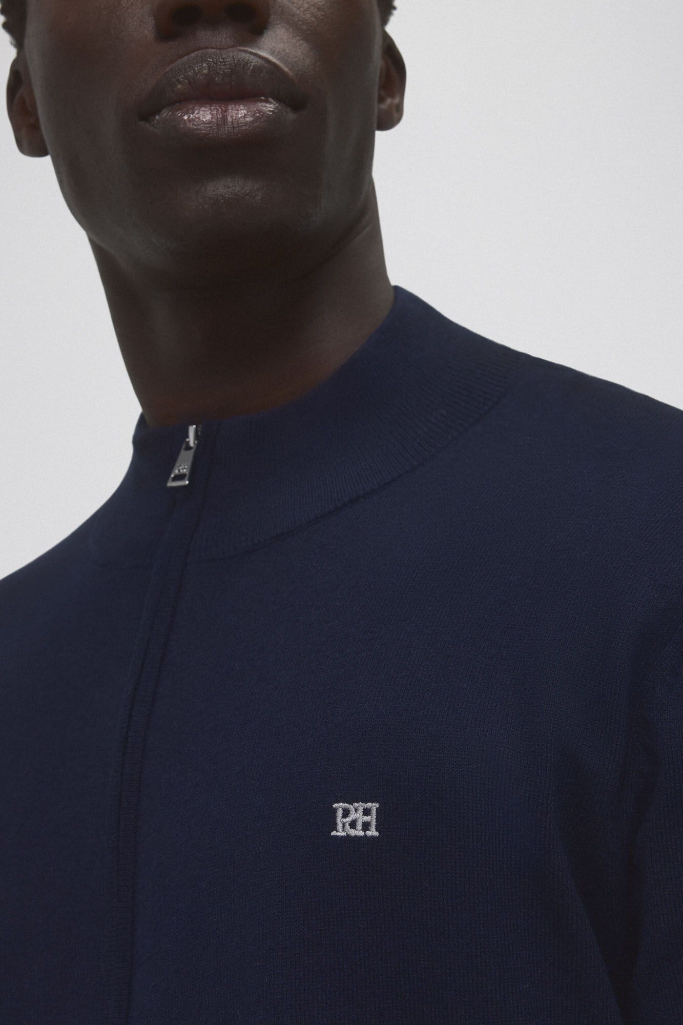 Pedro del Hierro C&aacute;rdigan algod&oacute;n seda cashmere cremallera Azul