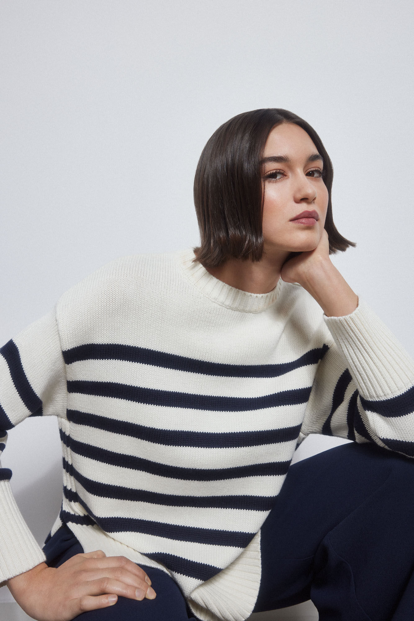 Pedro del Hierro Jersey oversize riscas bicolores Azul