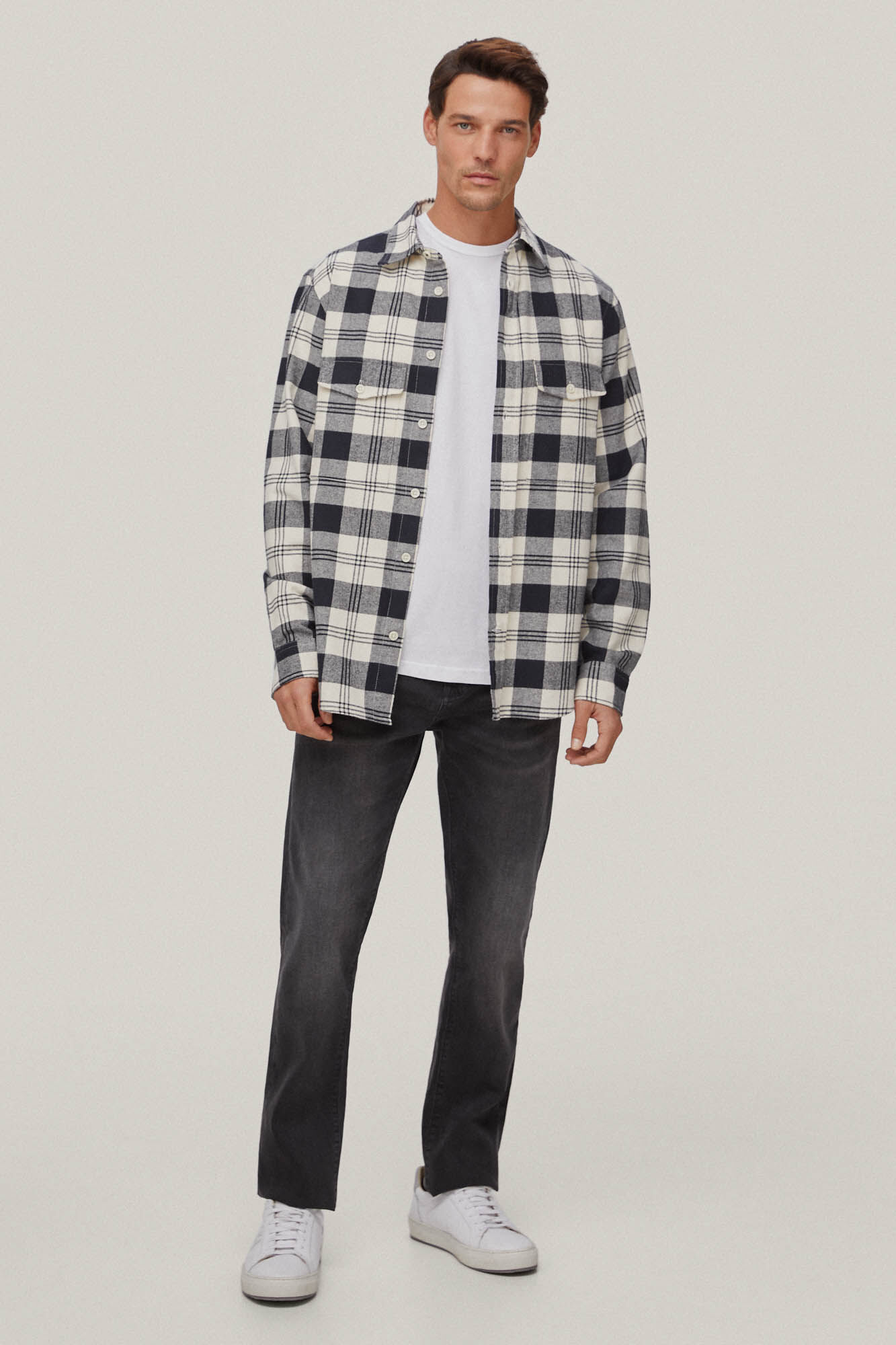 Pedro del Hierro Camisa cuadros franela Beige