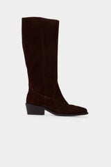 Pedro del Hierro Suede high heel riding boot Brown