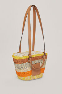 Pedro del Hierro Multicolour striped raffia basket bag Yellow
