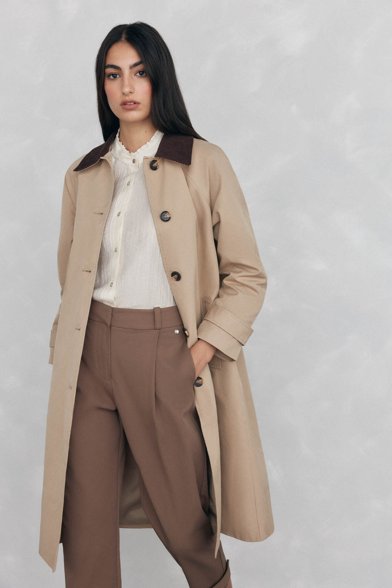 Pedro del Hierro Blusa lisa e solta Beige