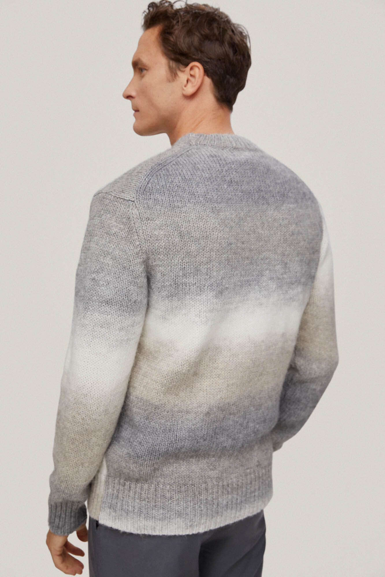 Pedro del Hierro Jersey color degradado lana-alpaca cuello redondo Gris