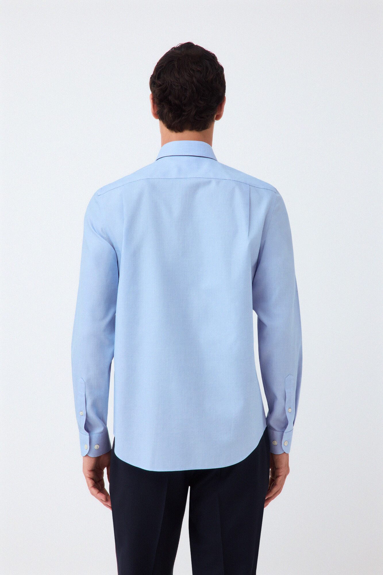 Pedro del Hierro Non-iron + anti-stain structure dress shirt Blue