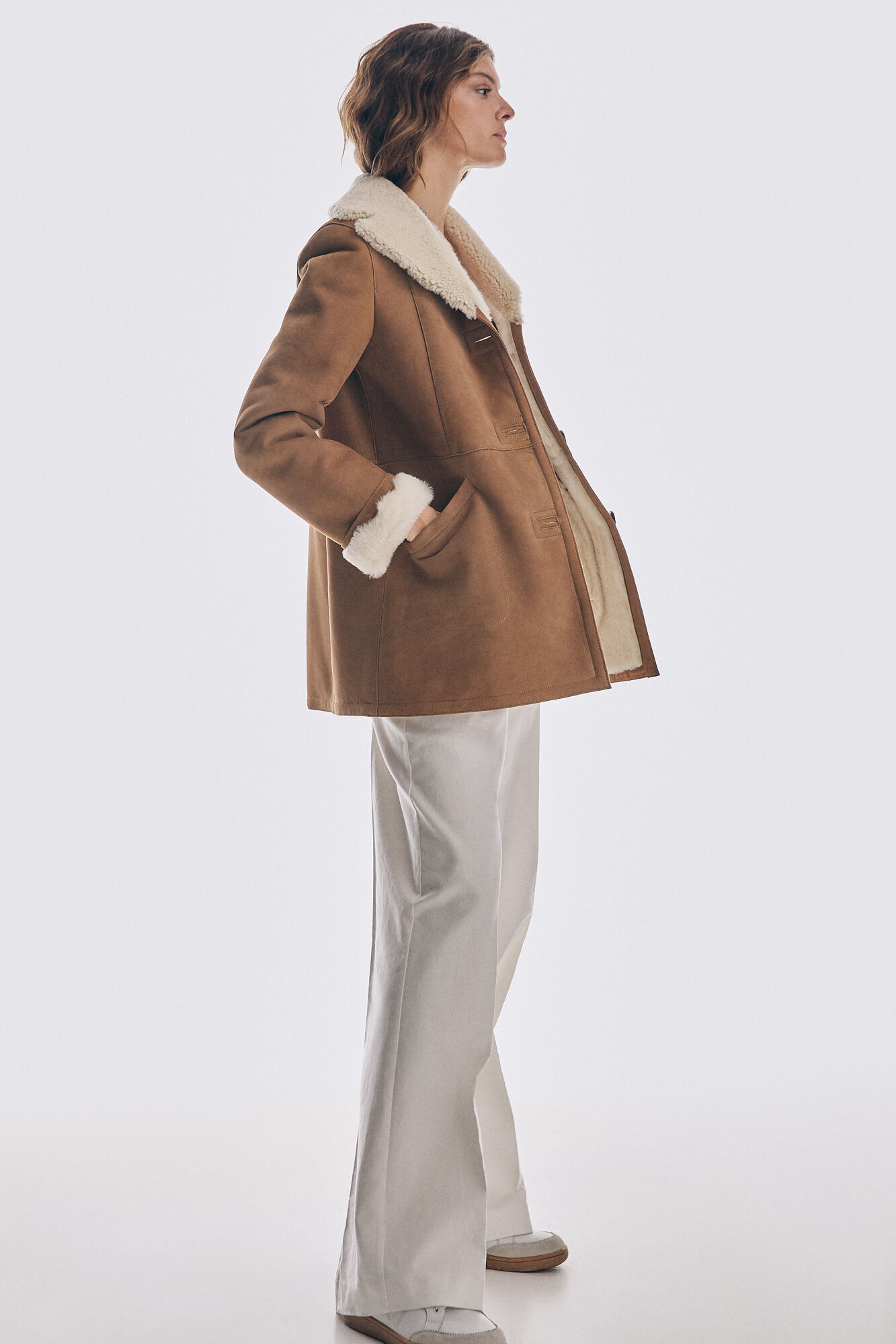 Pedro del Hierro Chaquet&oacute;n piel cordero Beige