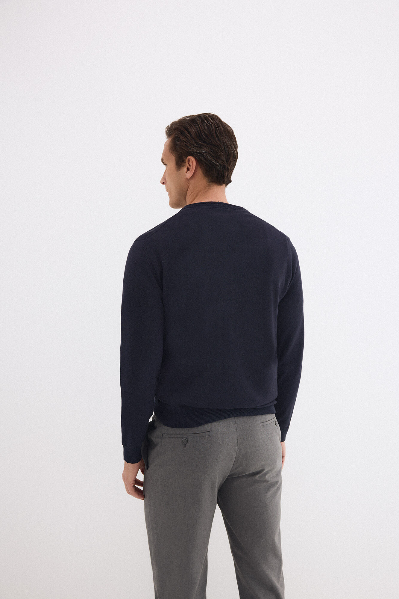 Pedro del Hierro Jersey punto algod&oacute;n premium cuello pico Azul